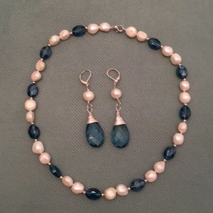 London blue topaz necklace and earrings